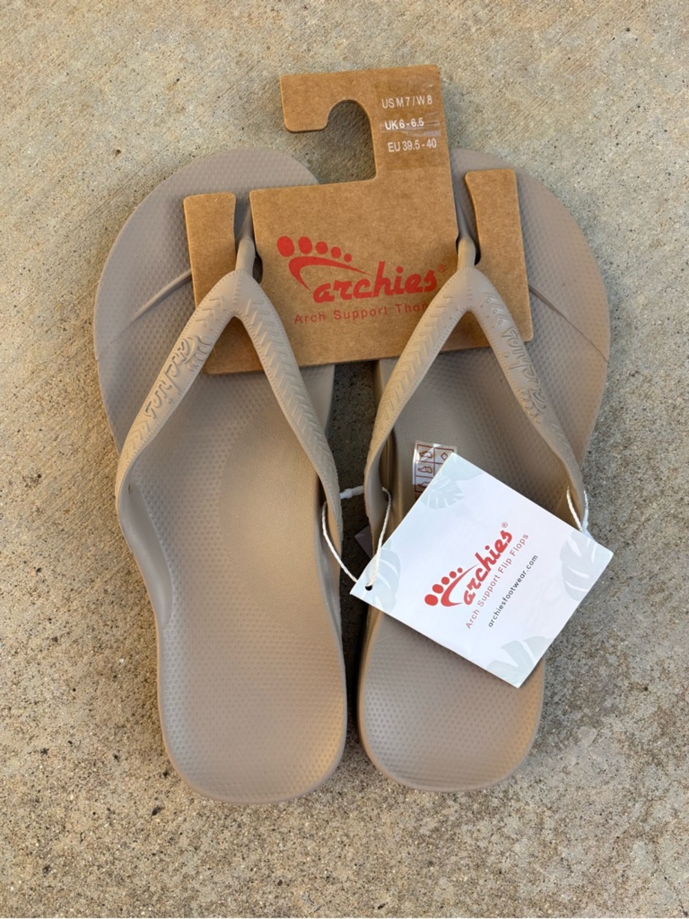 Archies Women’s Arch Support Flip Flop Sandals in Taupe